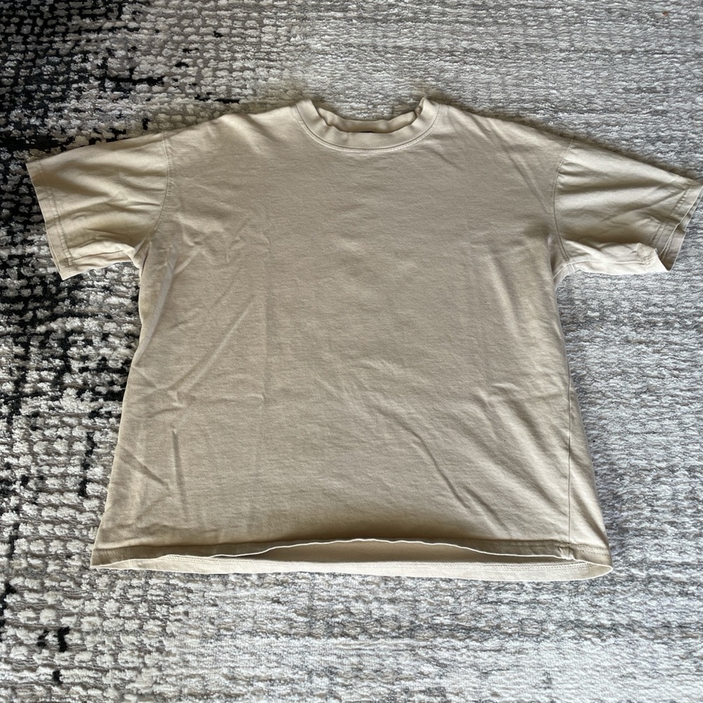 Men's Crew Neck Short Sleeve Tee in Light Cream